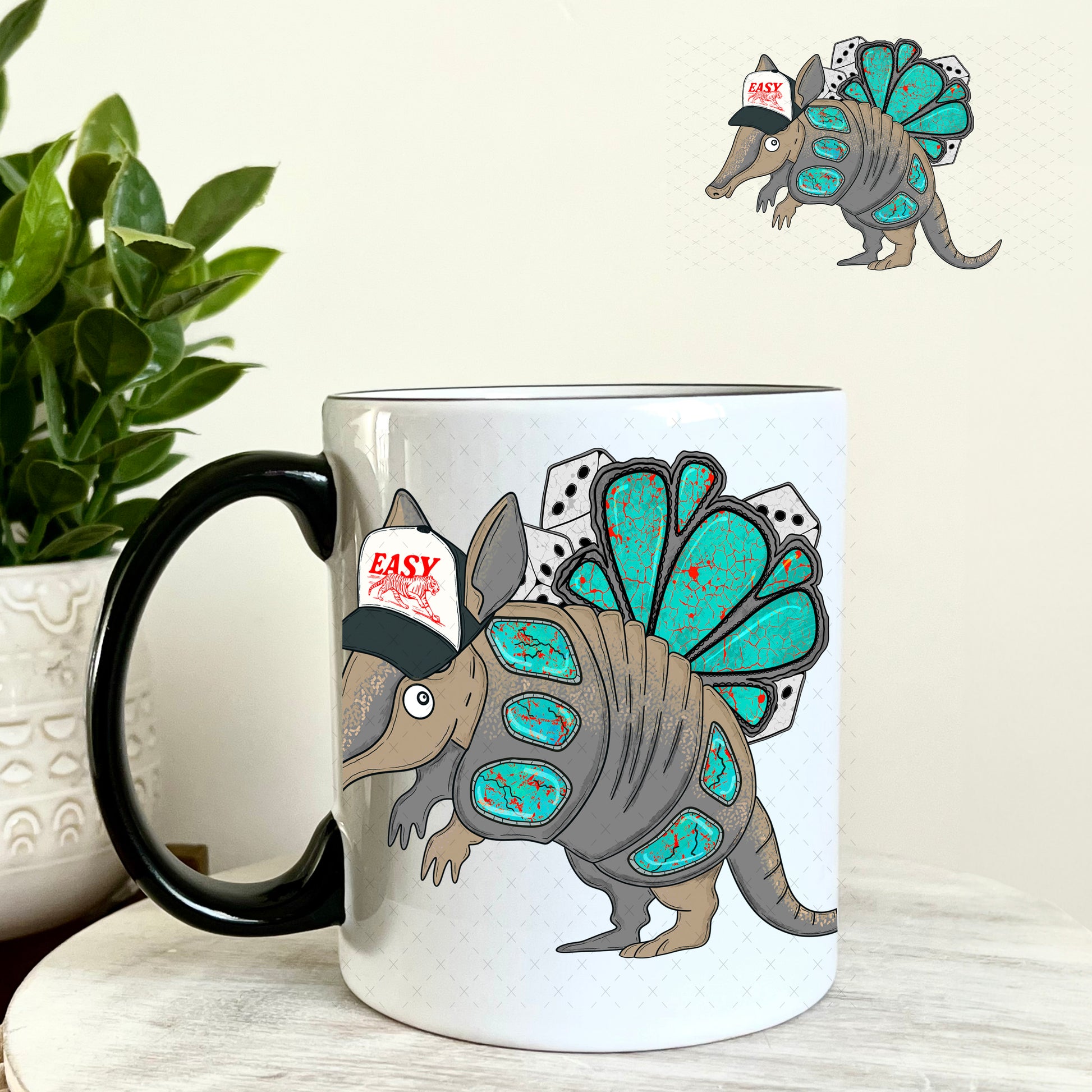 Sassy Armadillo UV DTF Decal 11oz Coffee Mug Weefers
