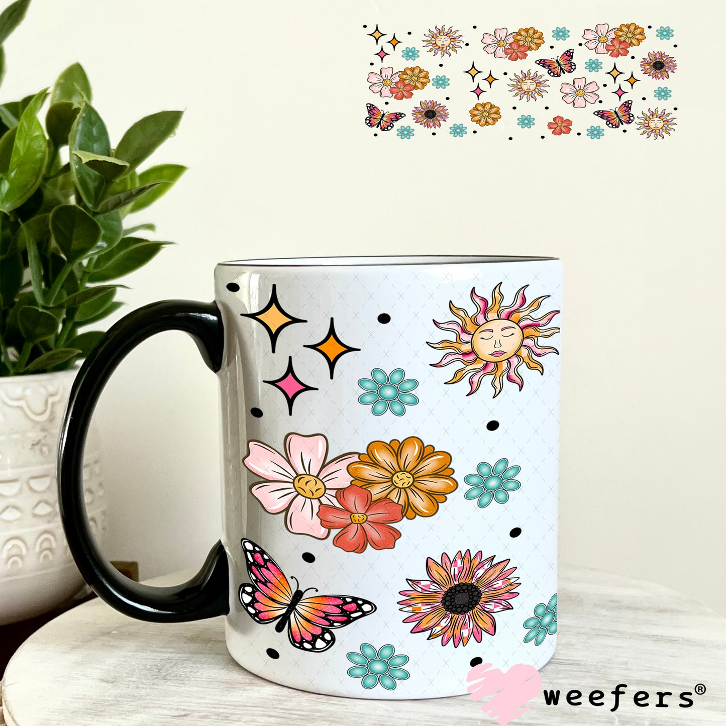 Wild Flowers and Wild Horses Sidekick UV DTF Cup Wrap - Weefers Exclusive 11oz Coffee Mug Weefers