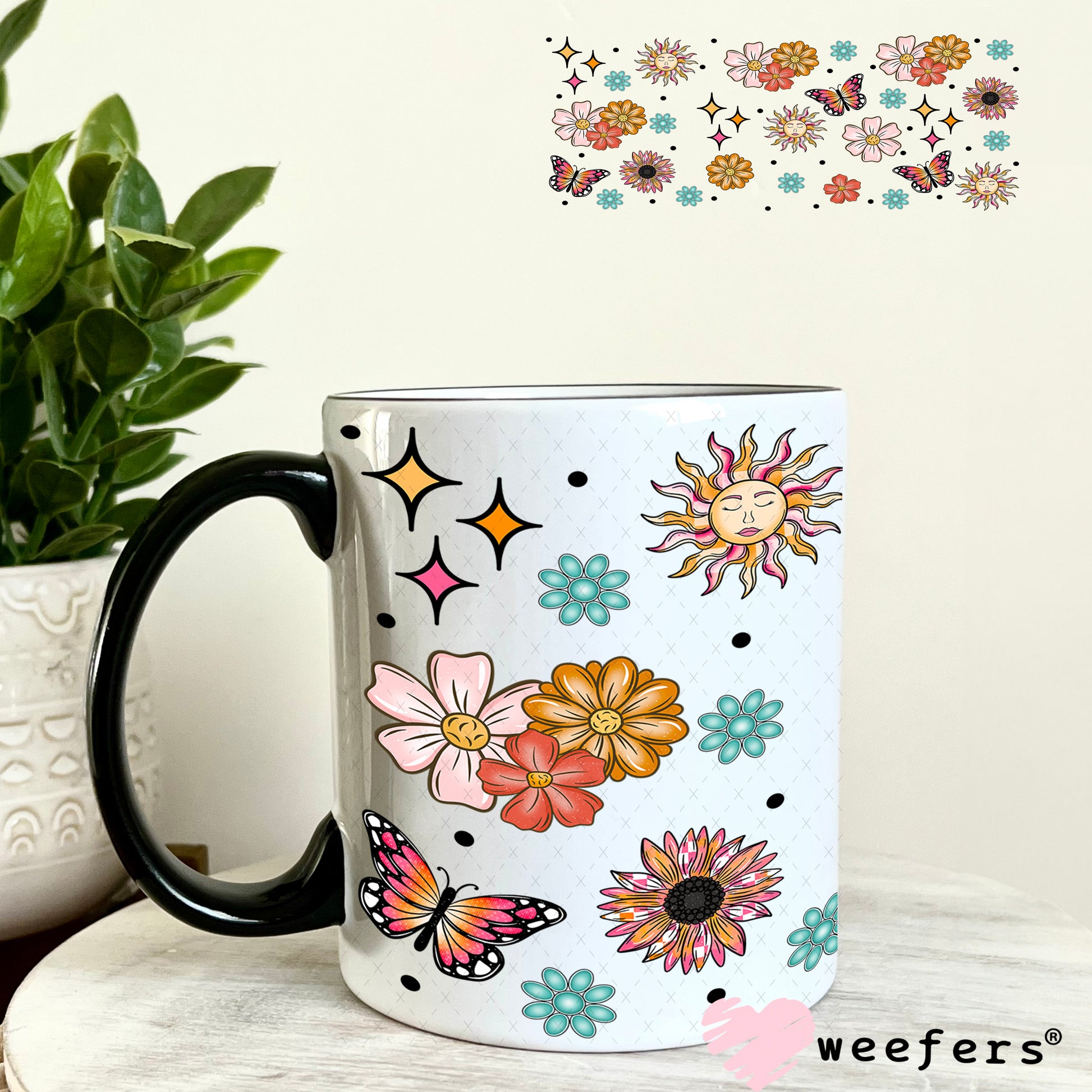 Wild Flowers and Wild Horses Sidekick UV DTF Cup Wrap - Weefers Exclusive 11oz Coffee Mug Weefers
