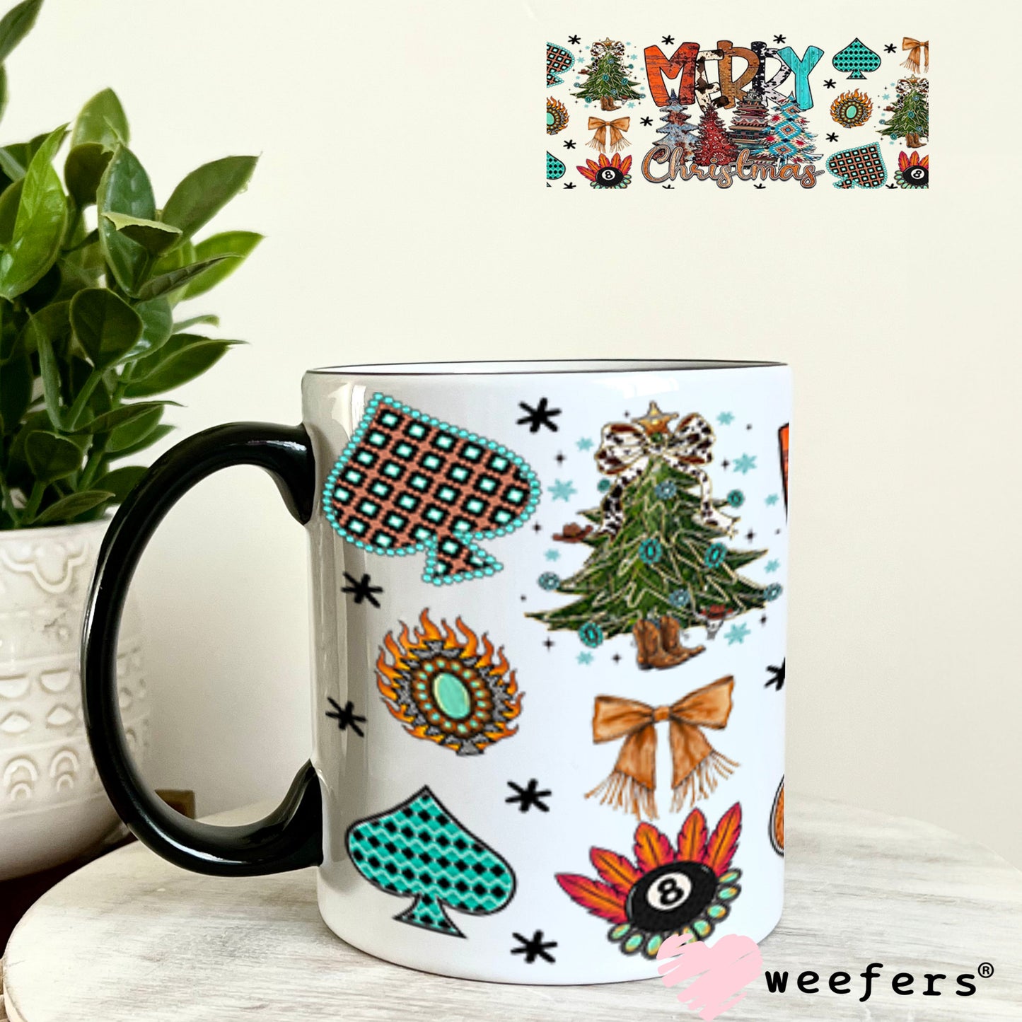 Merry Christmas UV DTF Cup Wrap - Weefers Exclusive 11oz Coffee Mug Cup Wrap Weefers