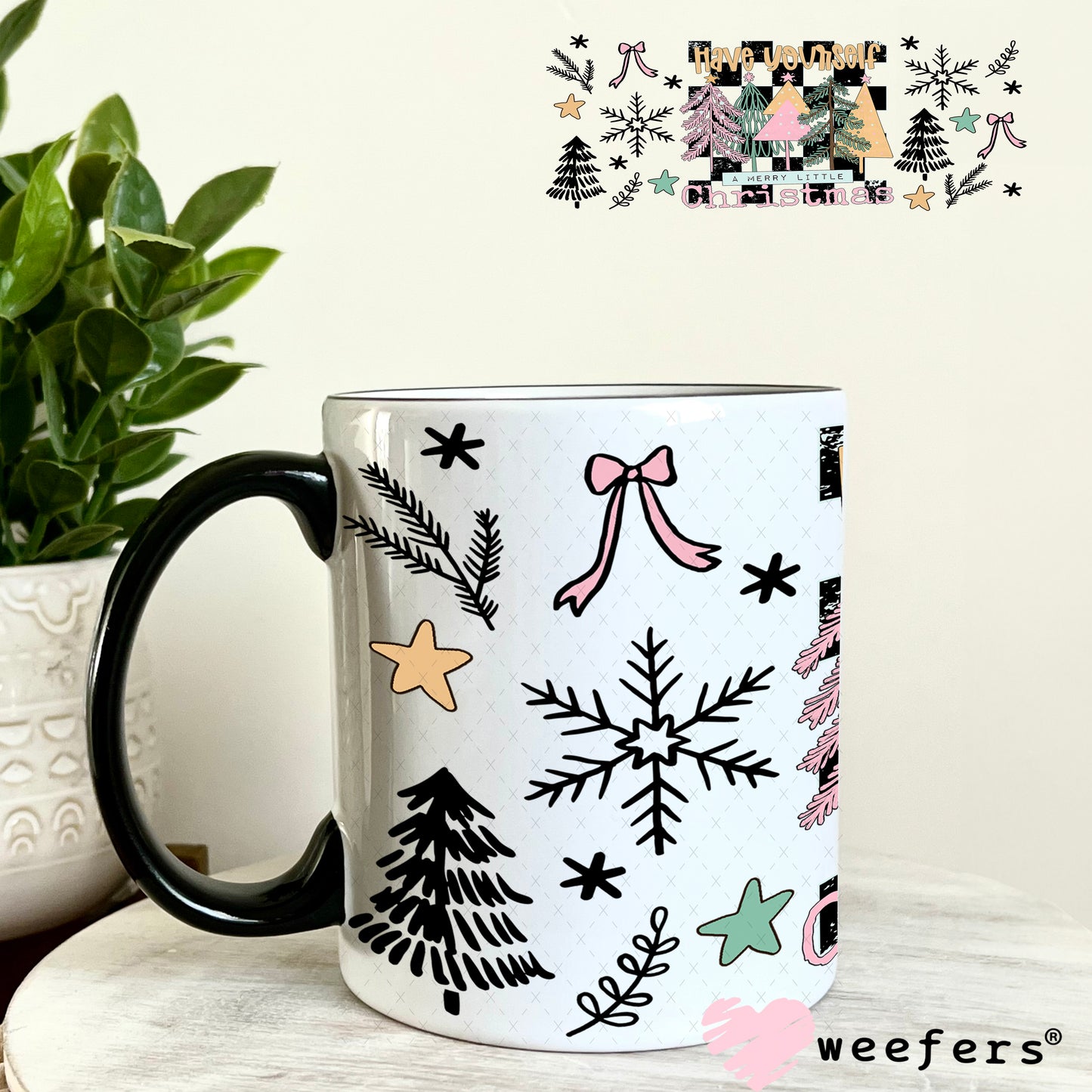 Have yourself a Merry Little Christmas UV DTF Cup Wrap - Weefers Exclusive 11oz Coffee Mug Weefers