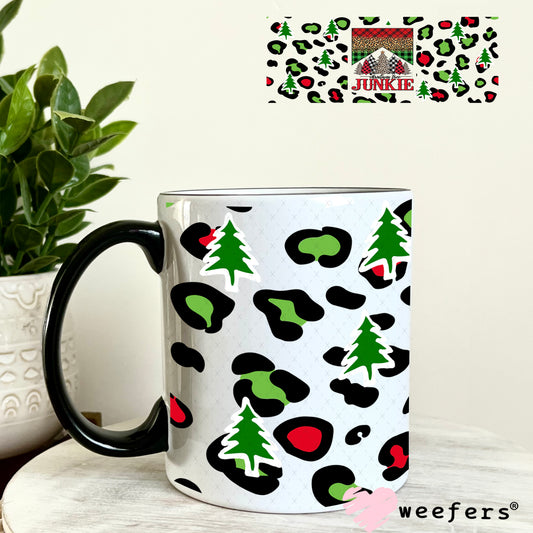 Christmas Tree Junkie UV DTF Cup Wrap 11oz Coffee Mug Weefers
