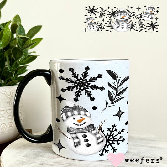 Grey Snowmen UV DTF Cup Wrap 11oz Coffee Mug Weefers