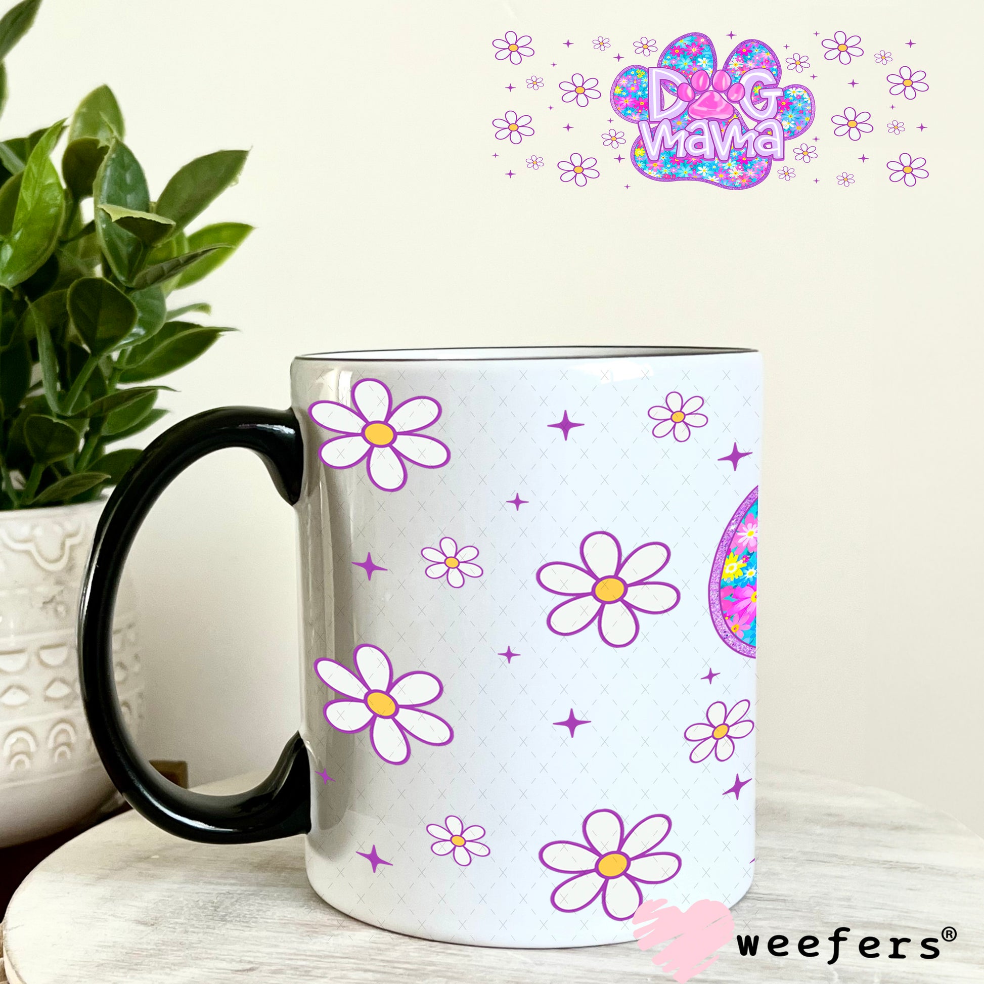 Purple Dog Mama Paw UV DTF Cup Wrap - Weefers Exclusive 11oz Coffee Mug Weefers