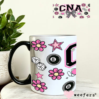 CNA Pink and Black Checkered UV DTF Cup Wrap - Weefers® Exclusive 11oz Coffee Mug Cup Wrap Weefers