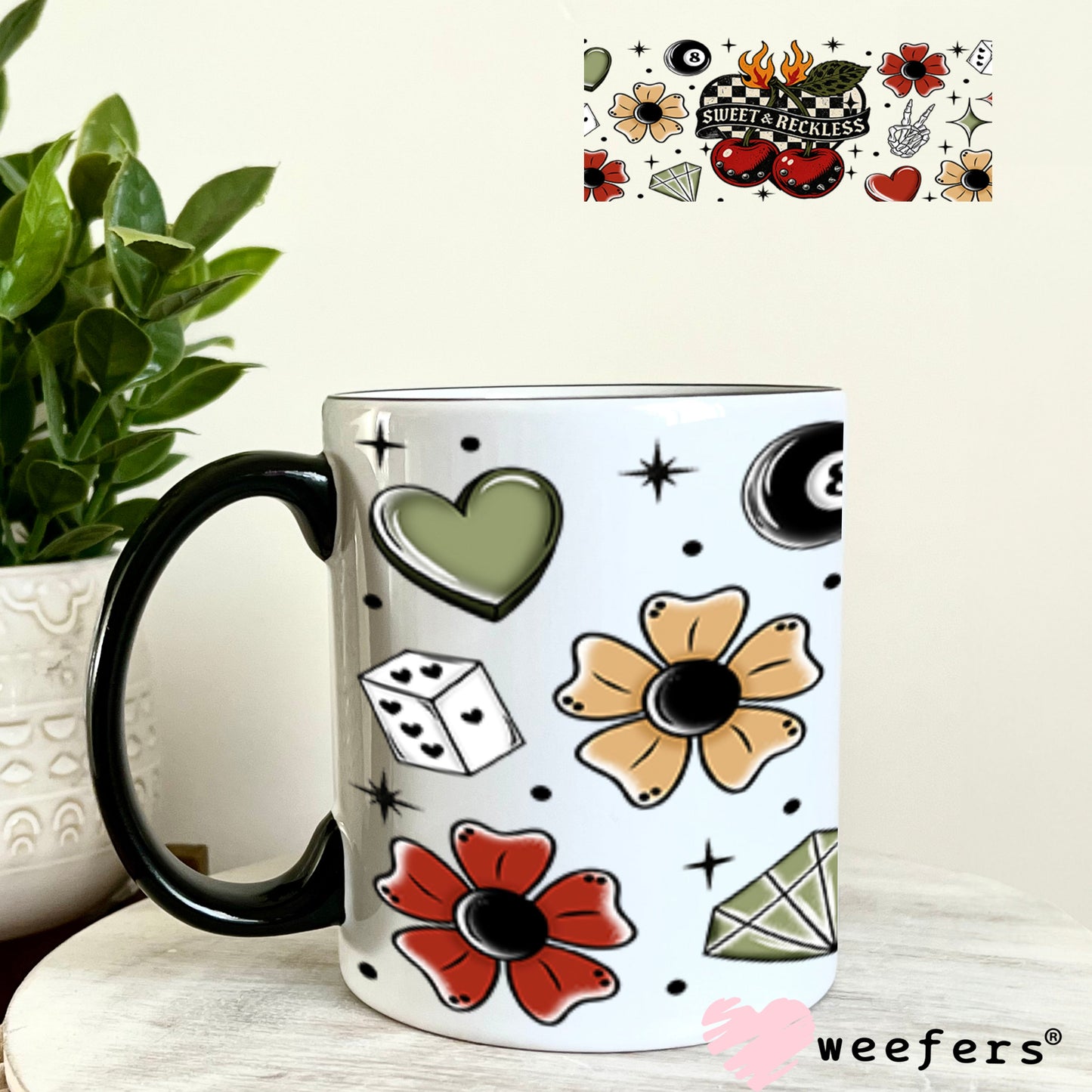 Sweet and Reckless UV DTF Cup Wrap - Weefers® Exclusive 11oz Coffee Mug Cup Wrap Weefers