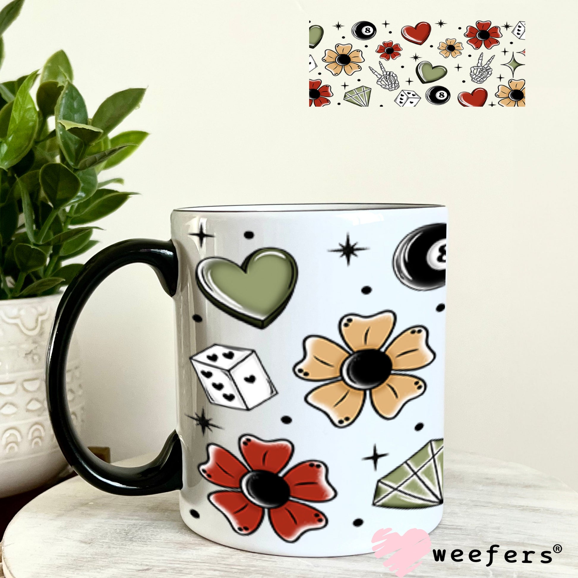 Sweet and Reckless Sidekick UV DTF Cup Wrap - Weefers Exclusive 11oz Coffee Mug Cup Wrap Weefers