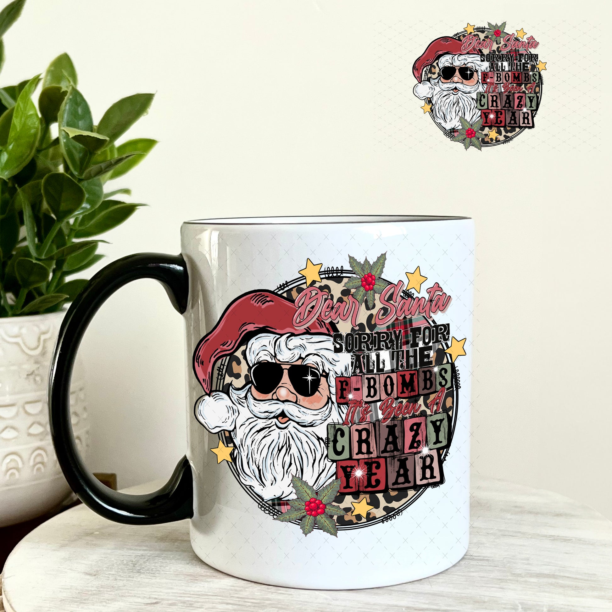 Sorry Santa for all the F-Bombs UV DTF Decal 11oz Coffee Mug Weefers