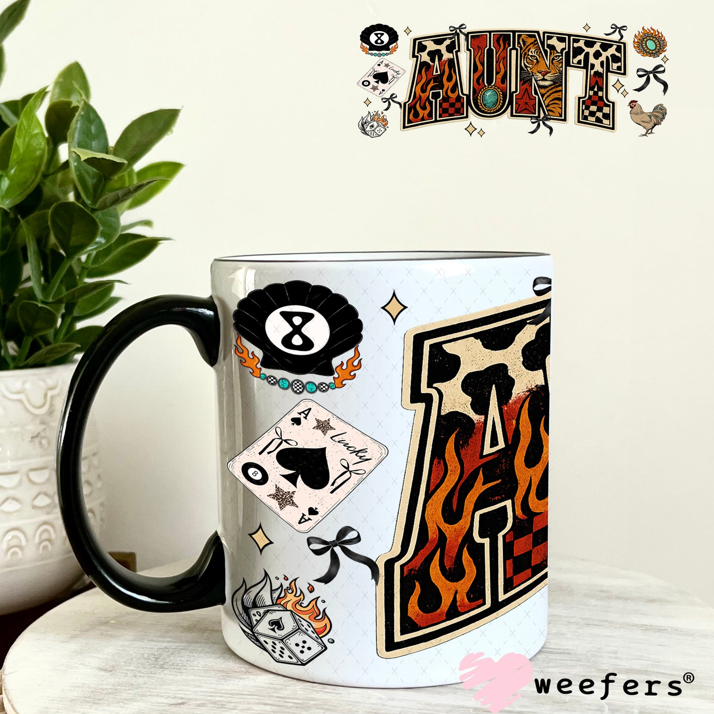 Aunt Tiger UV DTF Cup Wrap - Weefers Exclusive 11oz Coffee Mug Weefers