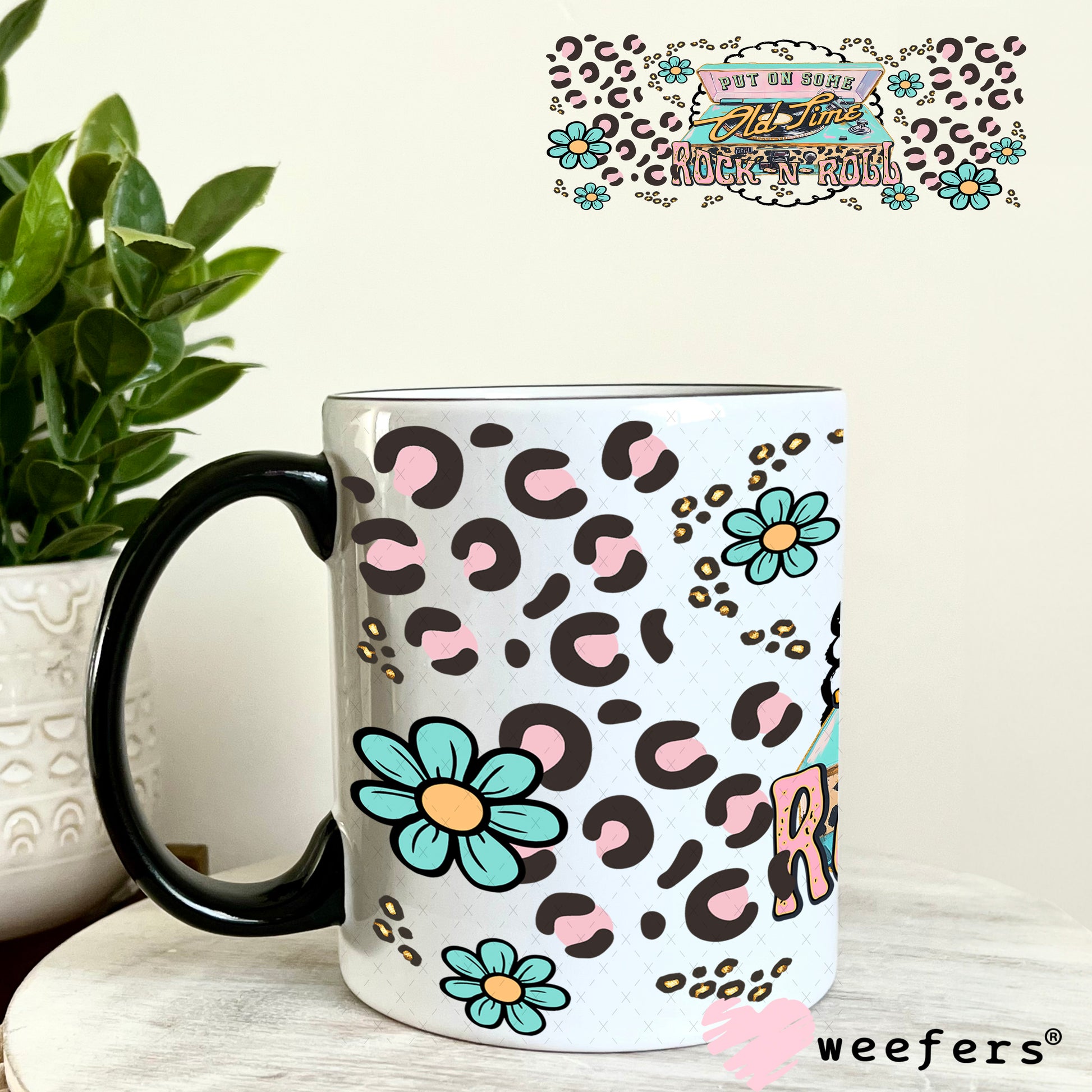 Put on Some Old Time Rock N Roll UV DTF Cup Wrap - Weefers Exclusive 11oz Coffee Mug Weefers