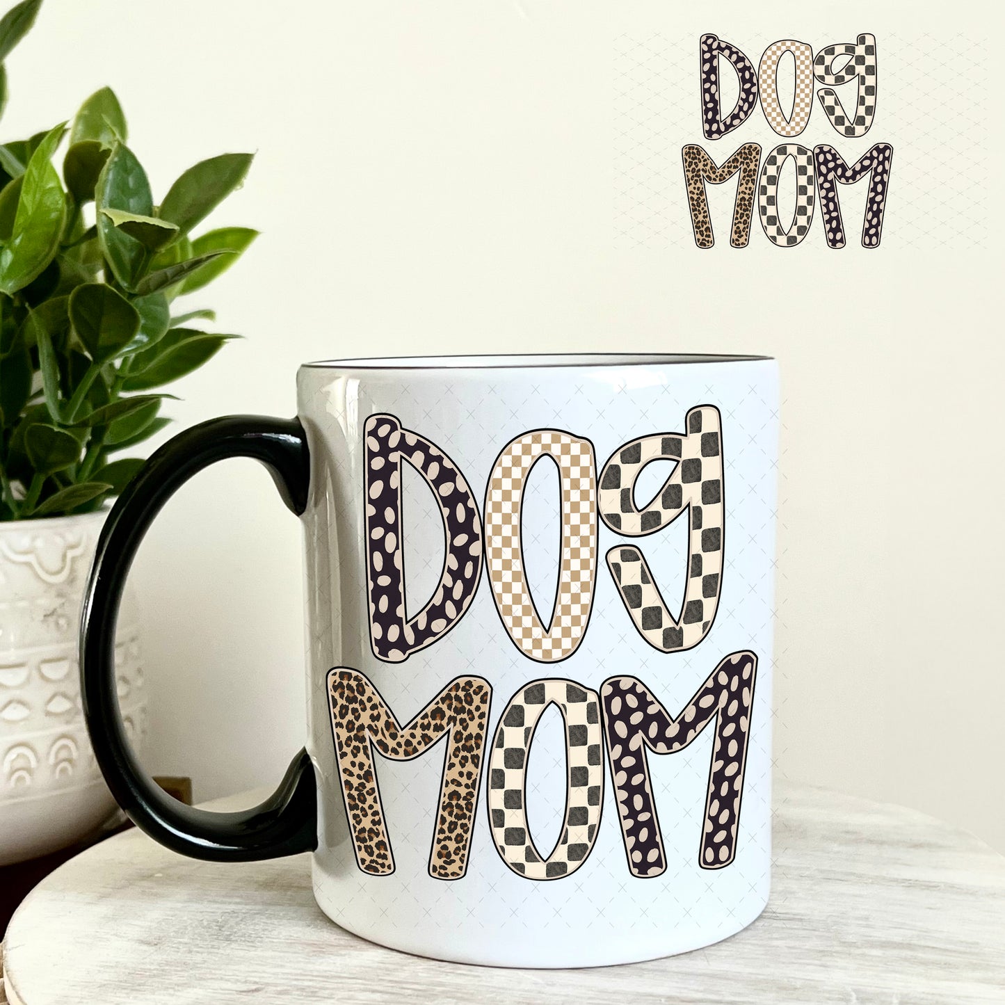 UV DTF Decal - Brown and Tan Dog Mama 11oz Coffee Mug Weefers