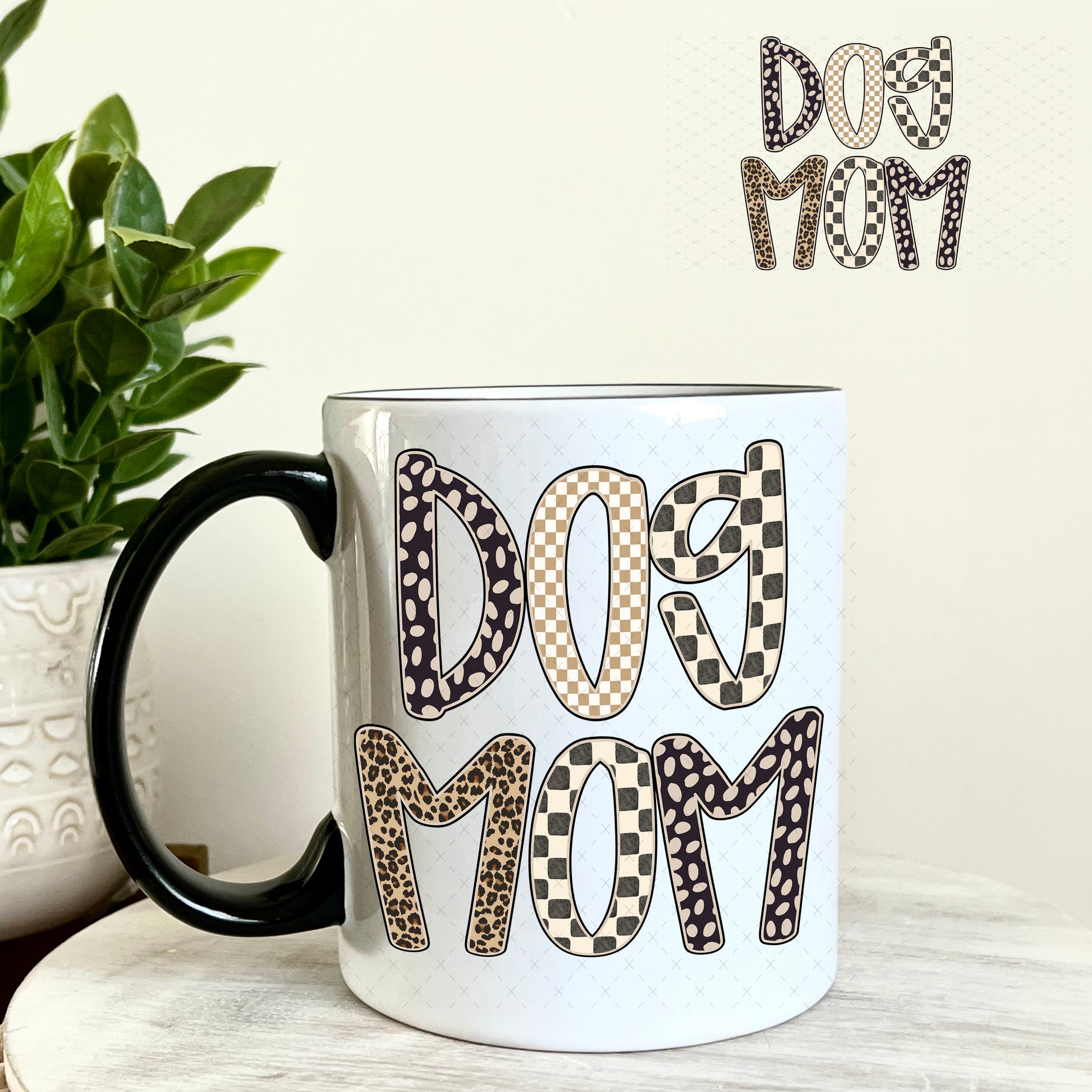 UV DTF Decal - Brown and Tan Dog Mama 11oz Coffee Mug Weefers