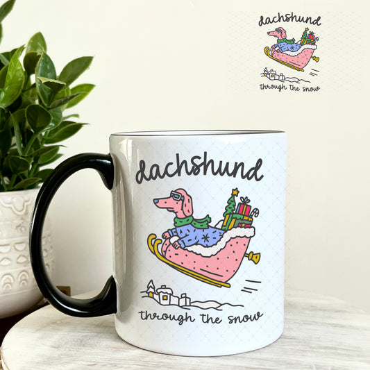 UV DTF Decal - Dachshund Through The Snow 11oz Coffee Mug Weefers