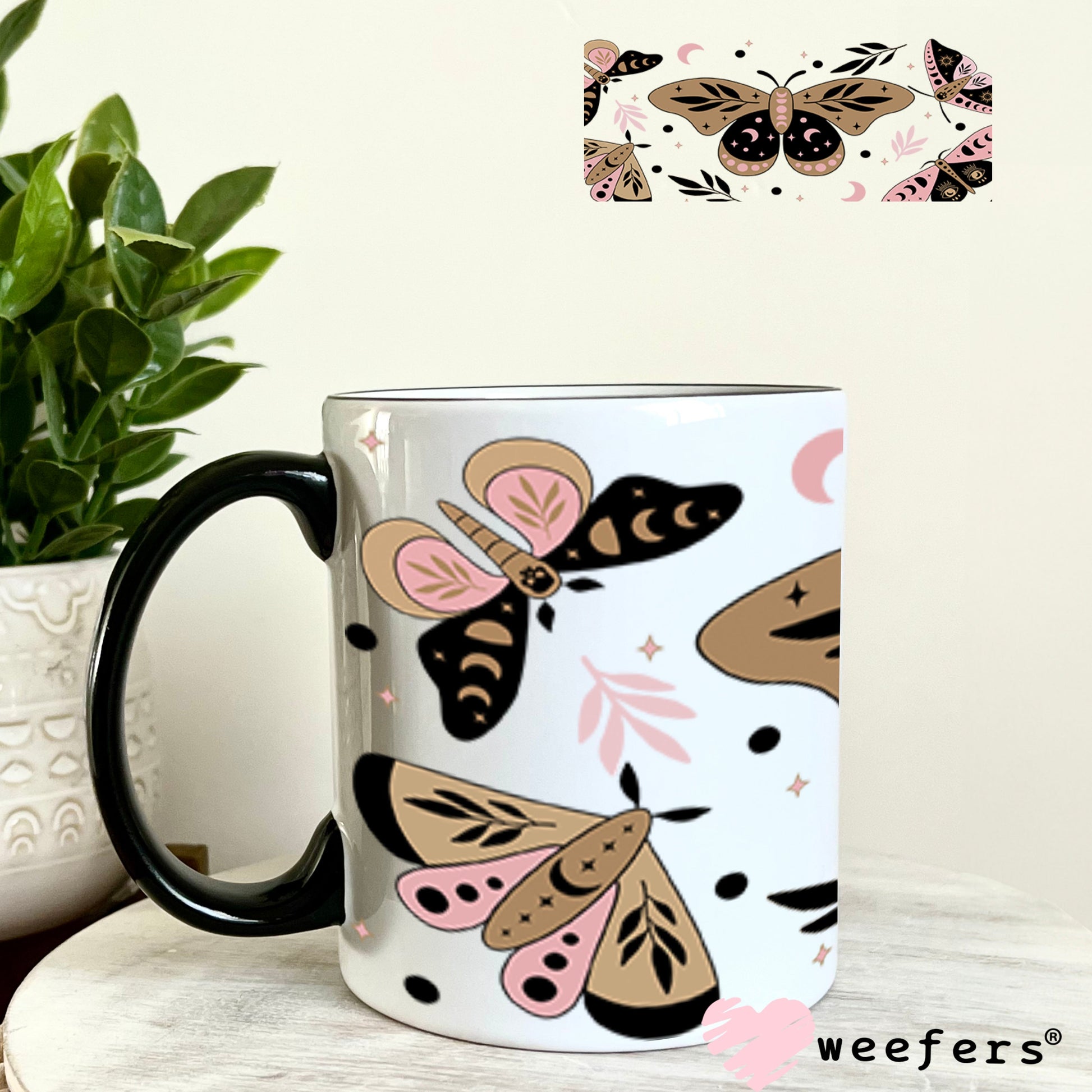 UV DTF Cup Wrap – Mystical Moths - Weefers Exclusive 11oz Coffee Mug Cup Wrap Weefers