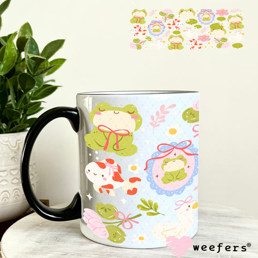 UV DTF Cup Wrap – Playful Frogs Whimsical 11oz Coffee Mug Weefers