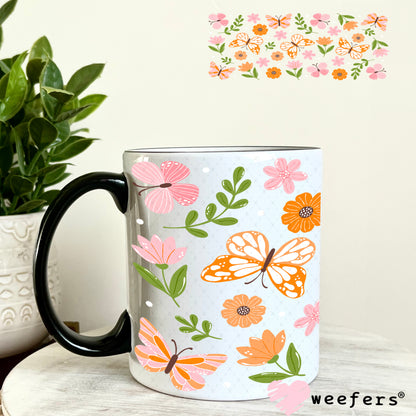 UV DTF Cup Wrap – Whimsical Butterflies Orange 11oz Coffee Mug Weefers