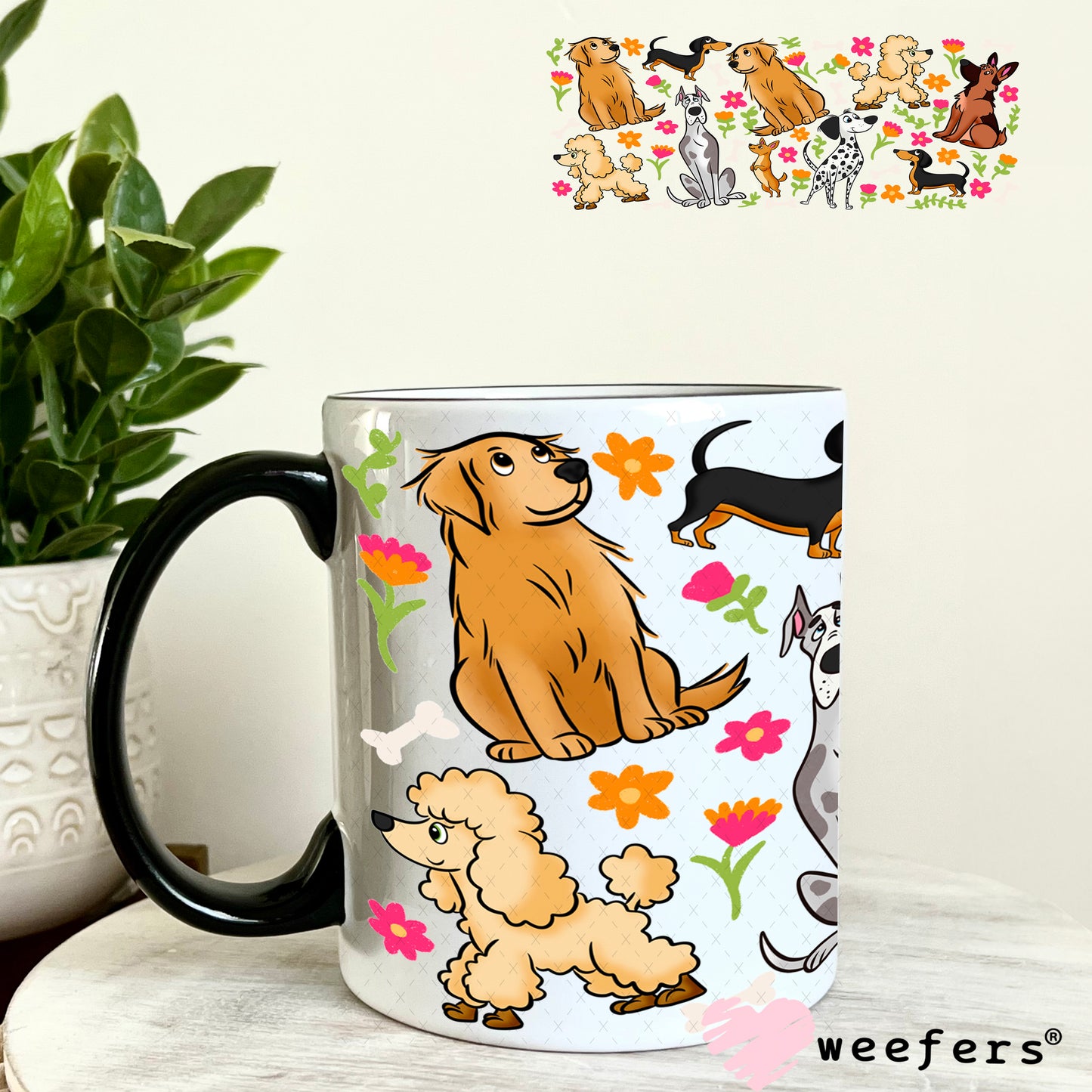 UV DTF Cup Wrap – Dog Friends 11oz Coffee Mug Weefers