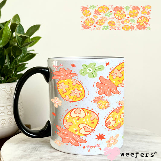 UV DTF Cup Wrap – Whimsical Pineapples 11oz Coffee Mug Weefers