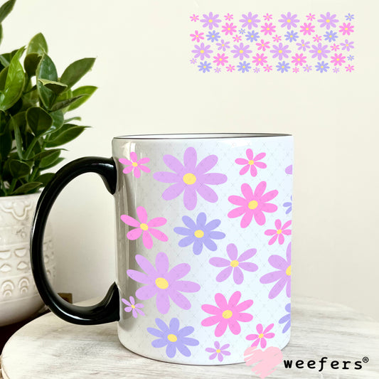 UV DTF Cup Wrap – Purple Daisies 11oz Coffee Mug Weefers