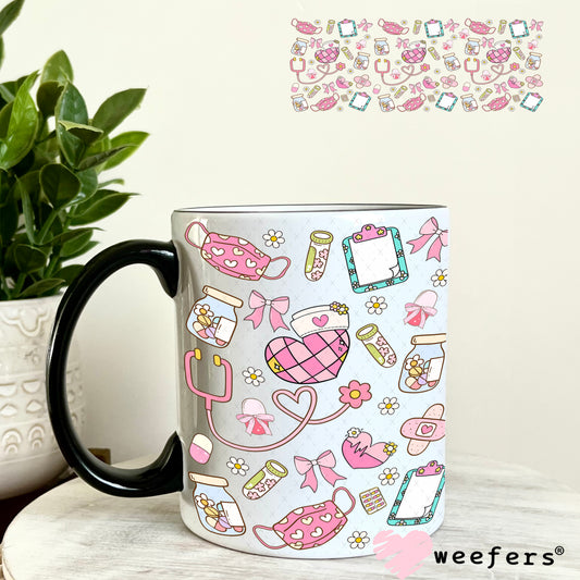 UV DTF Cup Wrap – Pink Nurse Daily Life 11oz Coffee Mug Weefers