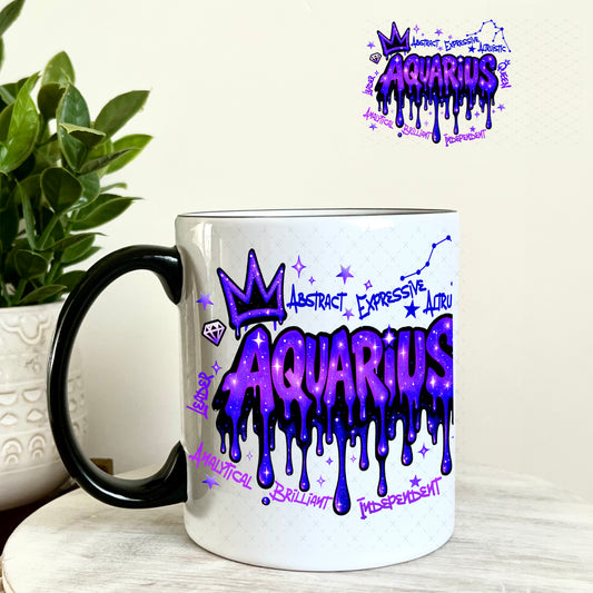 UV DTF Decal - Aquarius Zodiac Sign 11oz Coffee Mug Weefers