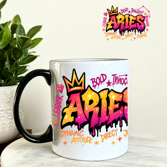 UV DTF Decal - Aries Zodiac Sign 11oz Coffee Mug Weefers