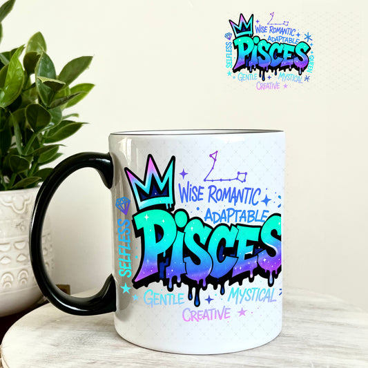 UV DTF Decal - Pisces Zodiac Sign 11oz Coffee Mug Weefers