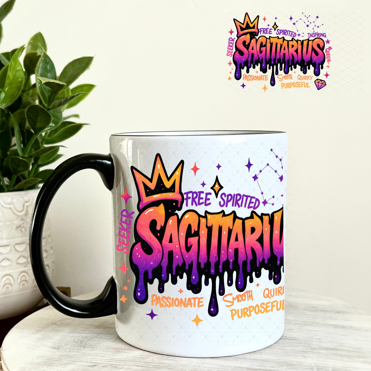 UV DTF Decal - Sagittarius Zodiac Sign 11oz Coffee Mug Weefers
