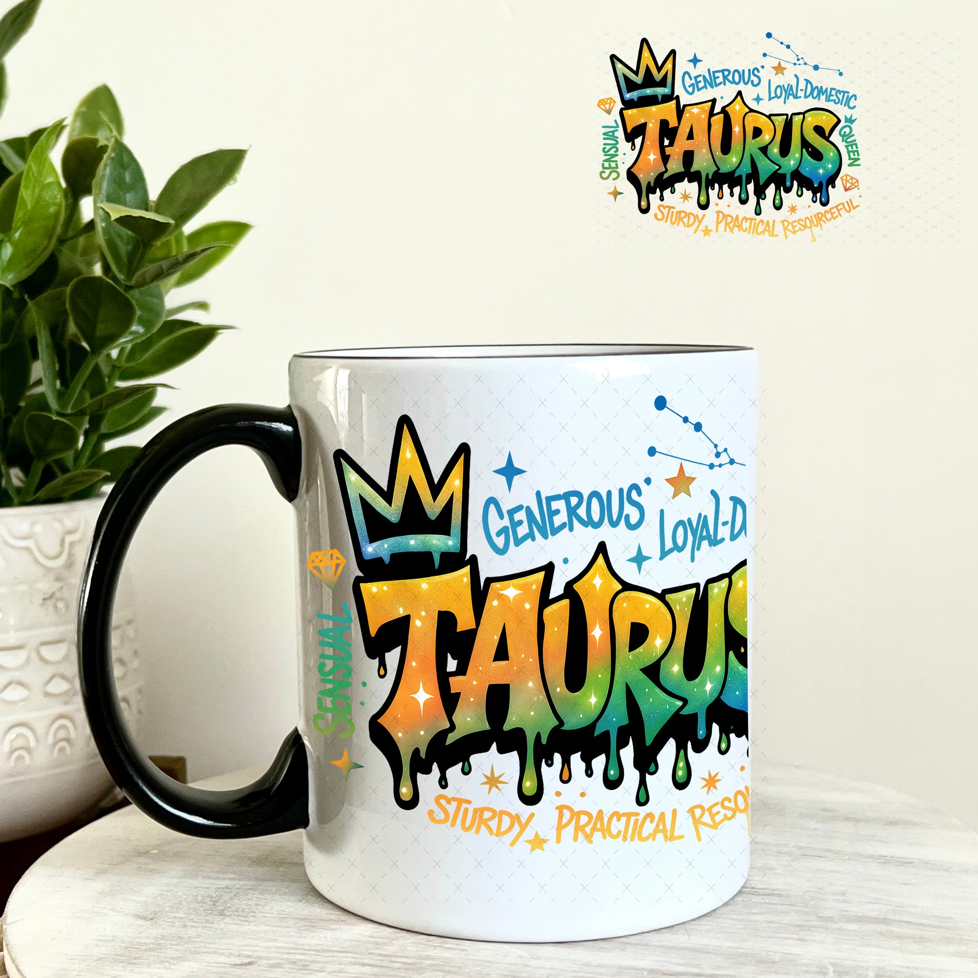 UV DTF Decal - Taurus Zodiac Sign 11oz Coffee Mug Weefers