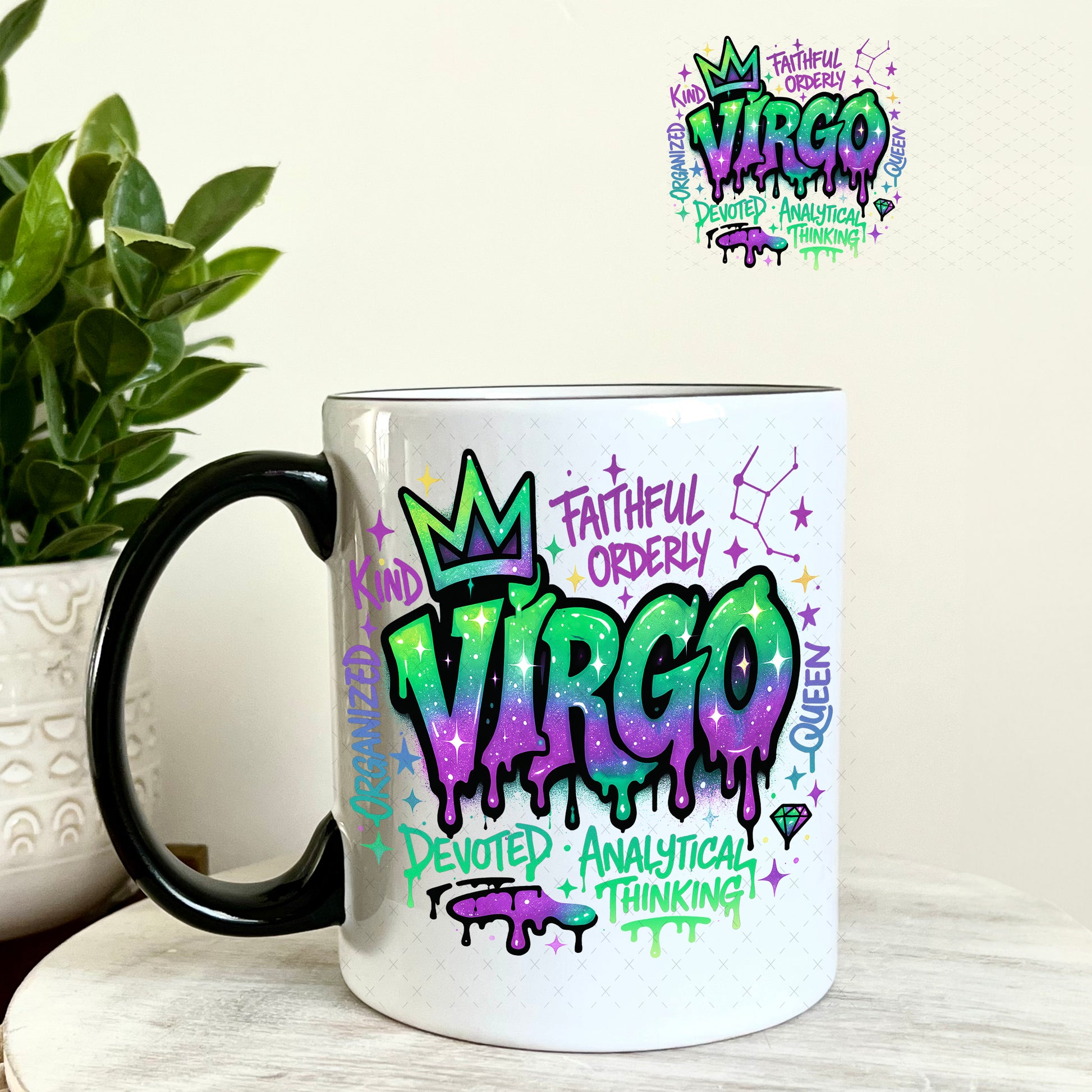 UV DTF Decal - Virgo Zodiac Sign 11oz Coffee Mug Weefers