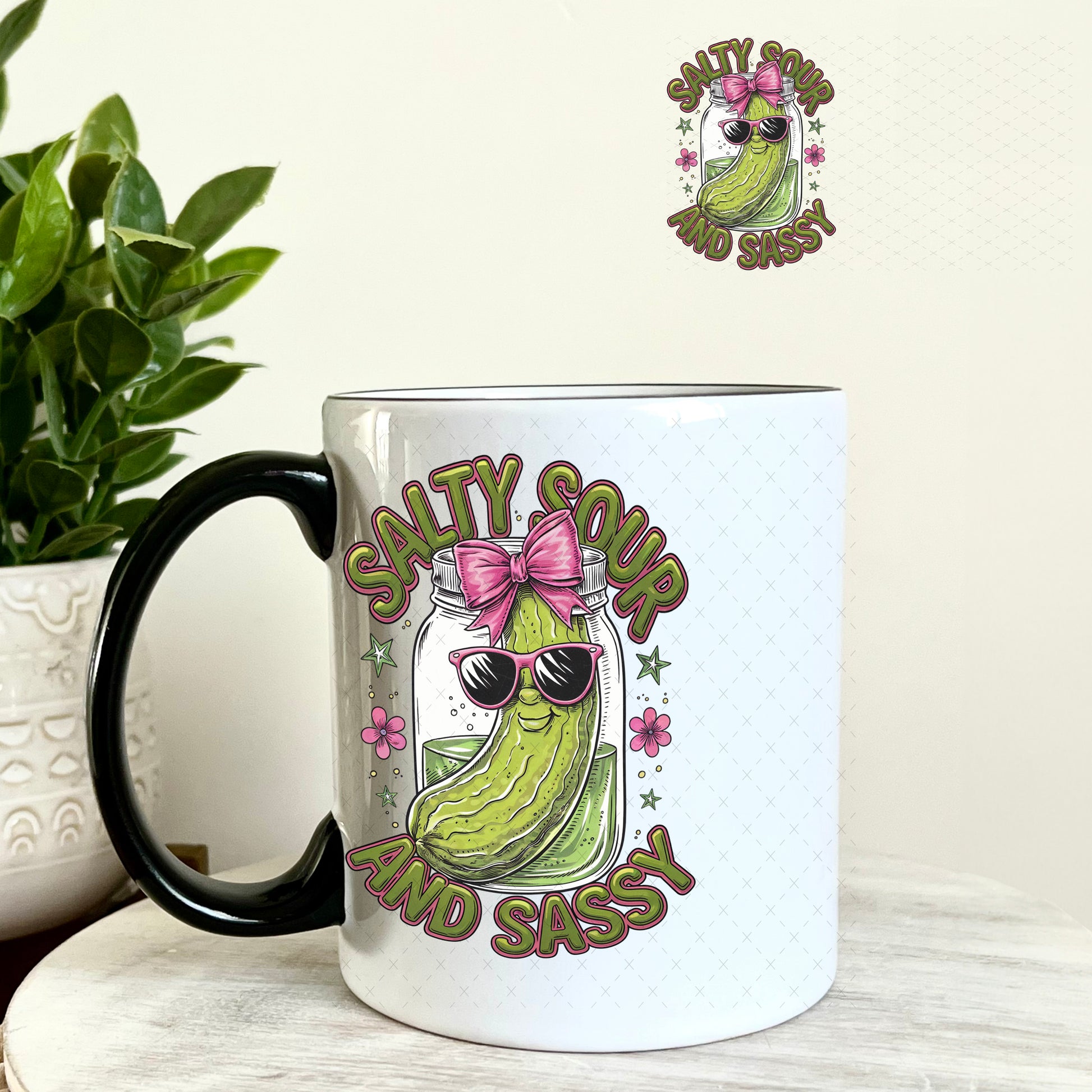 UV DTF Decal - Salty Sour and Sassy Pickle 11oz Coffee Mug Weefers