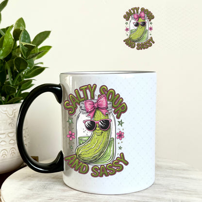 UV DTF Decal - Salty Sour and Sassy Pickle 11oz Coffee Mug Weefers