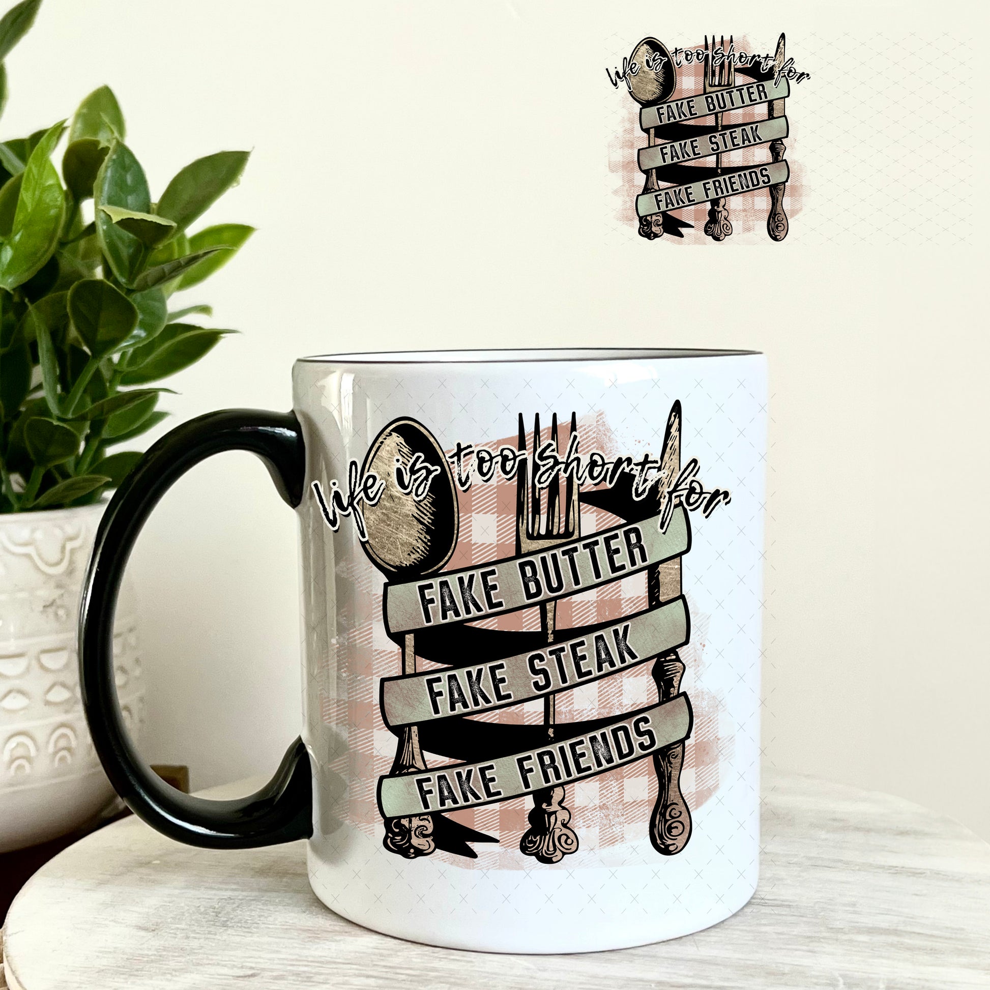 UV DTF Decal - Life is too Short for Fake Butter 11oz Coffee Mug Weefers