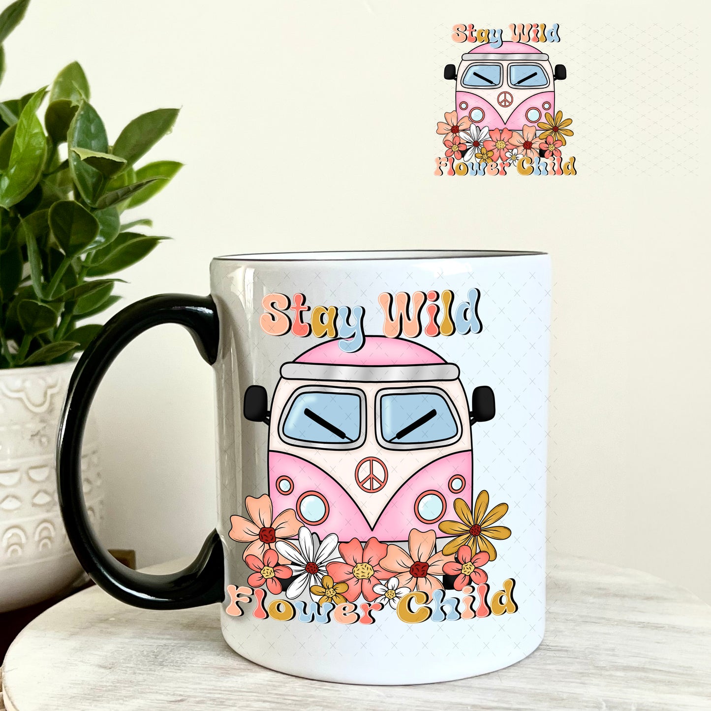UV DTF Decal - Stay Wild Flower Child 11oz Coffee Mug Weefers
