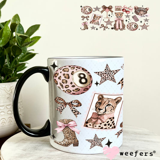 UV DTF Cup Wrap – Rose gold Cheetahs - Weefers Exclusive 11oz Coffee Mug Weefers