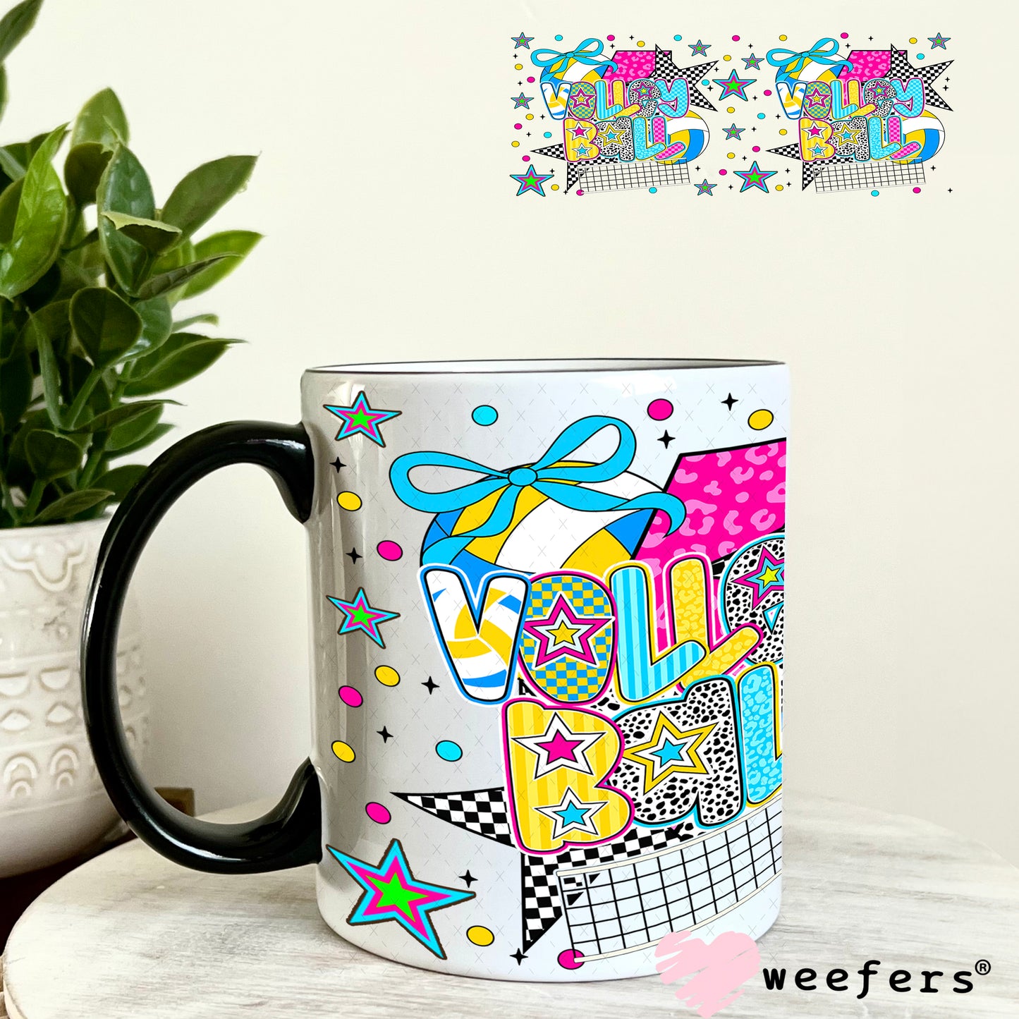 UV DTF Cup Wrap – Preppy Volleyball - Weefers Exclusive 11oz Coffee Mug Weefers