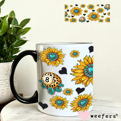 UV DTF Cup Wrap – Cow Coffee and Sunflowers Sidekick - Weefers Exclusive 11oz Coffee Mug Cup Wrap Weefers