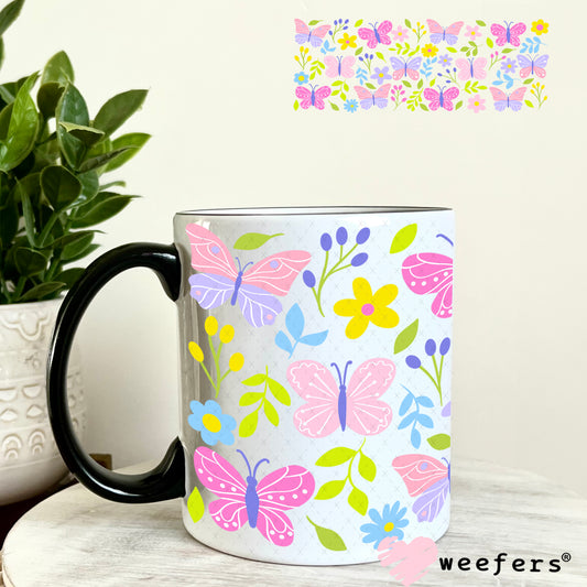 UV DTF Cup Wrap – Pink and Purple Butterfly 11oz Coffee Mug Weefers