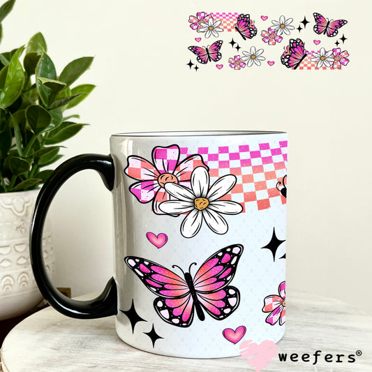 UV DTF Cup Wrap – Pink and Orange Butterflies 11oz Coffee Mug Weefers