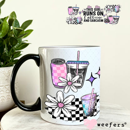 UV DTF Cup Wrap – This Girl Runs on Caffeine and Sarcasm 11oz Coffee Mug Weefers