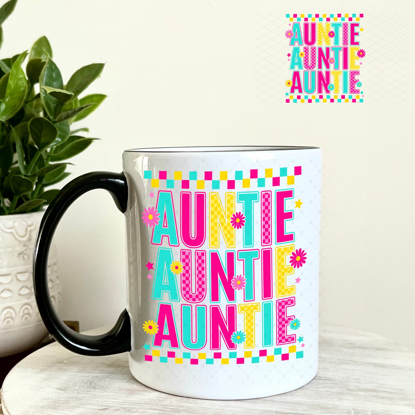 UV DTF Decal - Preppy Auntie 11oz Coffee Mug Weefers