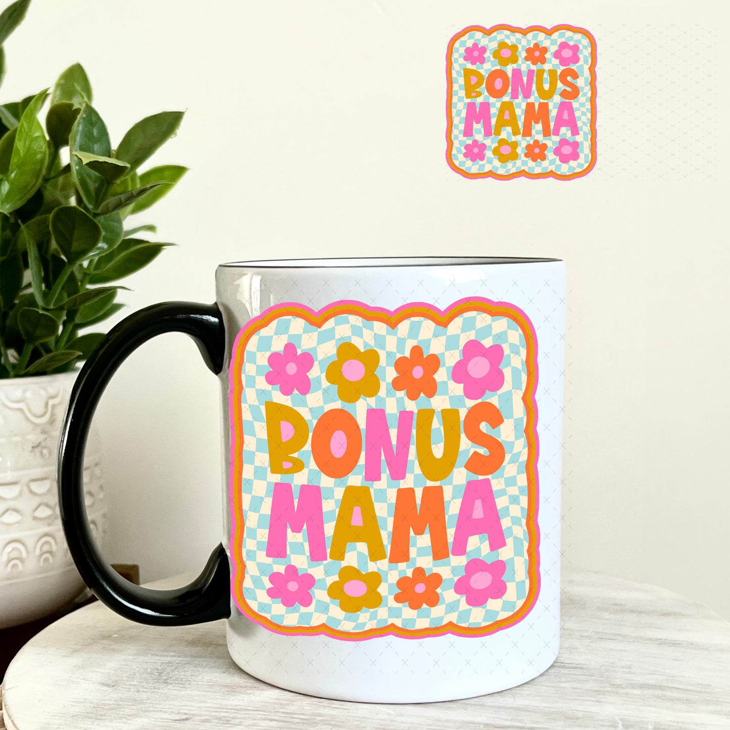 UV DTF Decal - Bonus Mama Magenta Gold 11oz Coffee Mug Weefers
