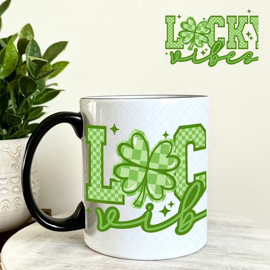 UV DTF Decal - Lucky Vibes Patrick's Day 11oz Coffee Mug Weefers