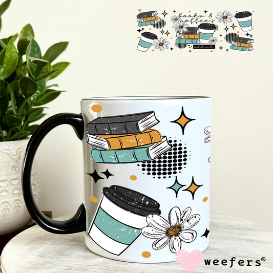 UV DTF Cup Wrap – Books and Coffee Addict 11oz Coffee Mug Weefers