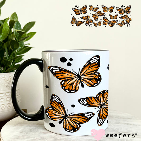 UV DTF Cup Wrap – Butterflies Rust Orange 11oz Coffee Mug Weefers