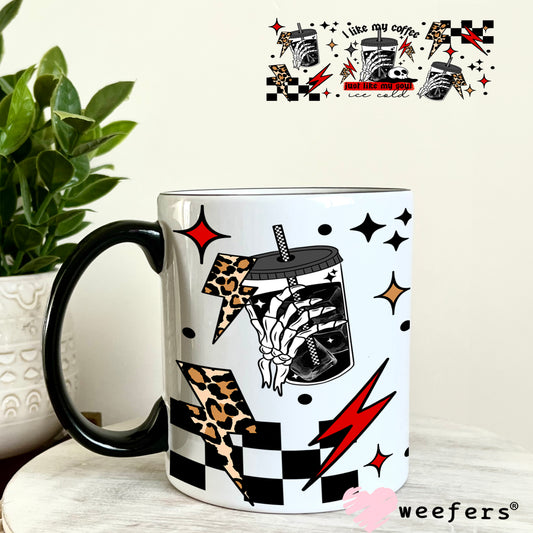 UV DTF Cup Wrap – I Like My Coffee Like My Soul Iced Cold 11oz Coffee Mug Weefers