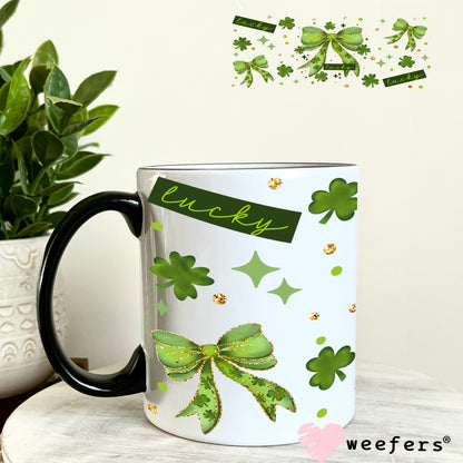 UV DTF Cup Wrap – Lucky Green Bow St. Patricks 11oz Coffee Mug Weefers