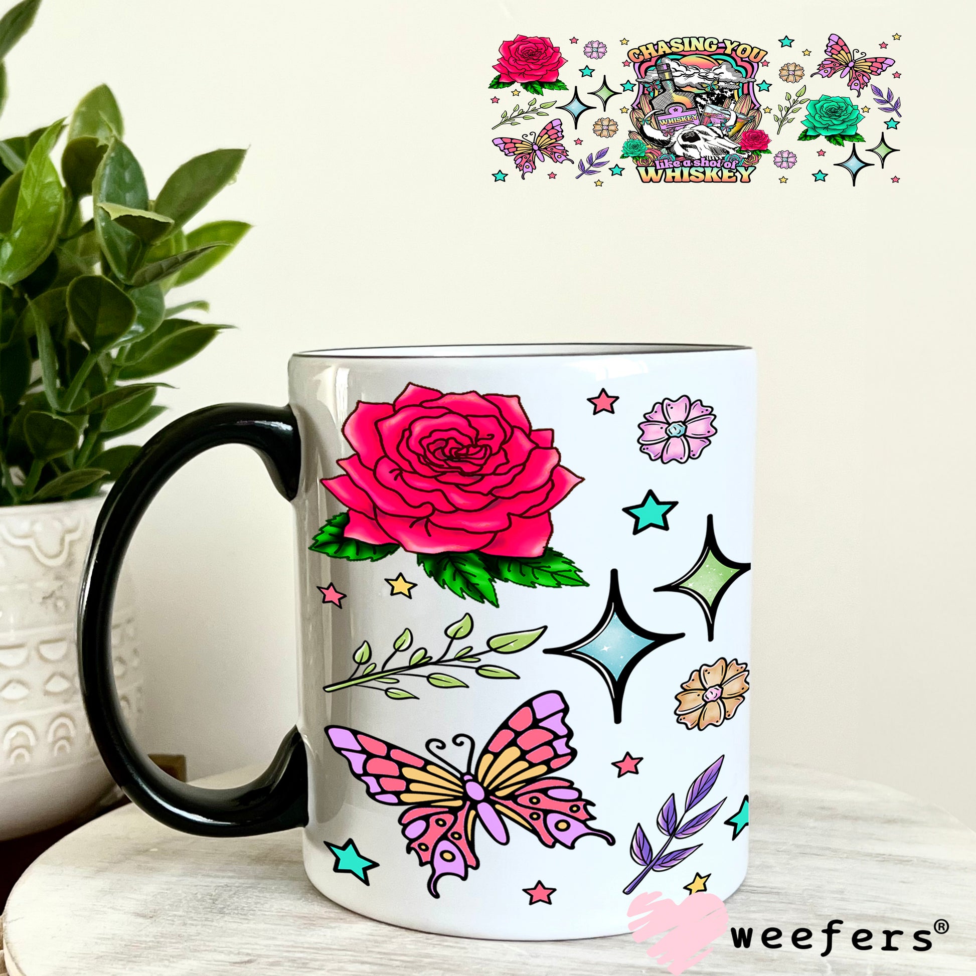 UV DTF Cup Wrap – Chasing you Like a Shot of Whiskey - Weefers Exclusive 11oz Coffee Mug Weefers