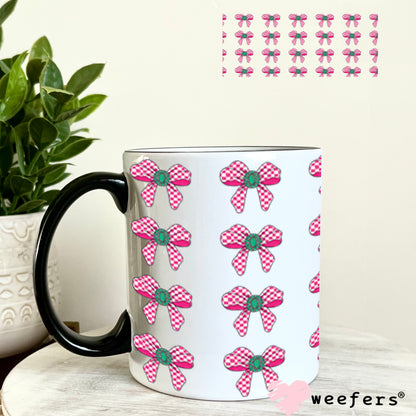UV DTF Cup Wrap – Western Pink Checkered Bow Elements - Weefers Exclusive 11oz Coffee Mug Cup Wrap Weefers