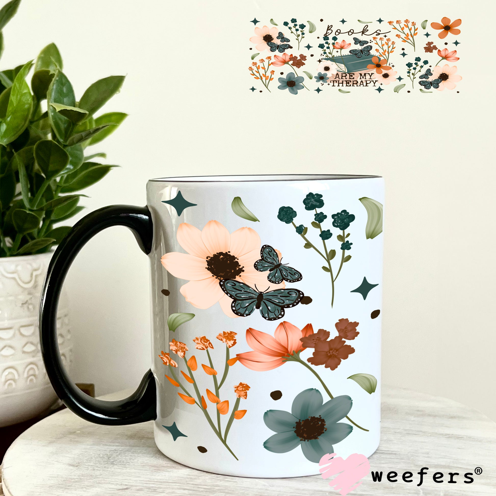 UV DTF Cup Wrap – Books Are My Therapy 11oz Coffee Mug Weefers
